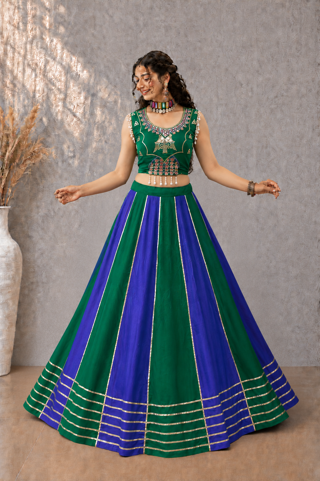 Designer Navratri Crop Top Lehenga Set