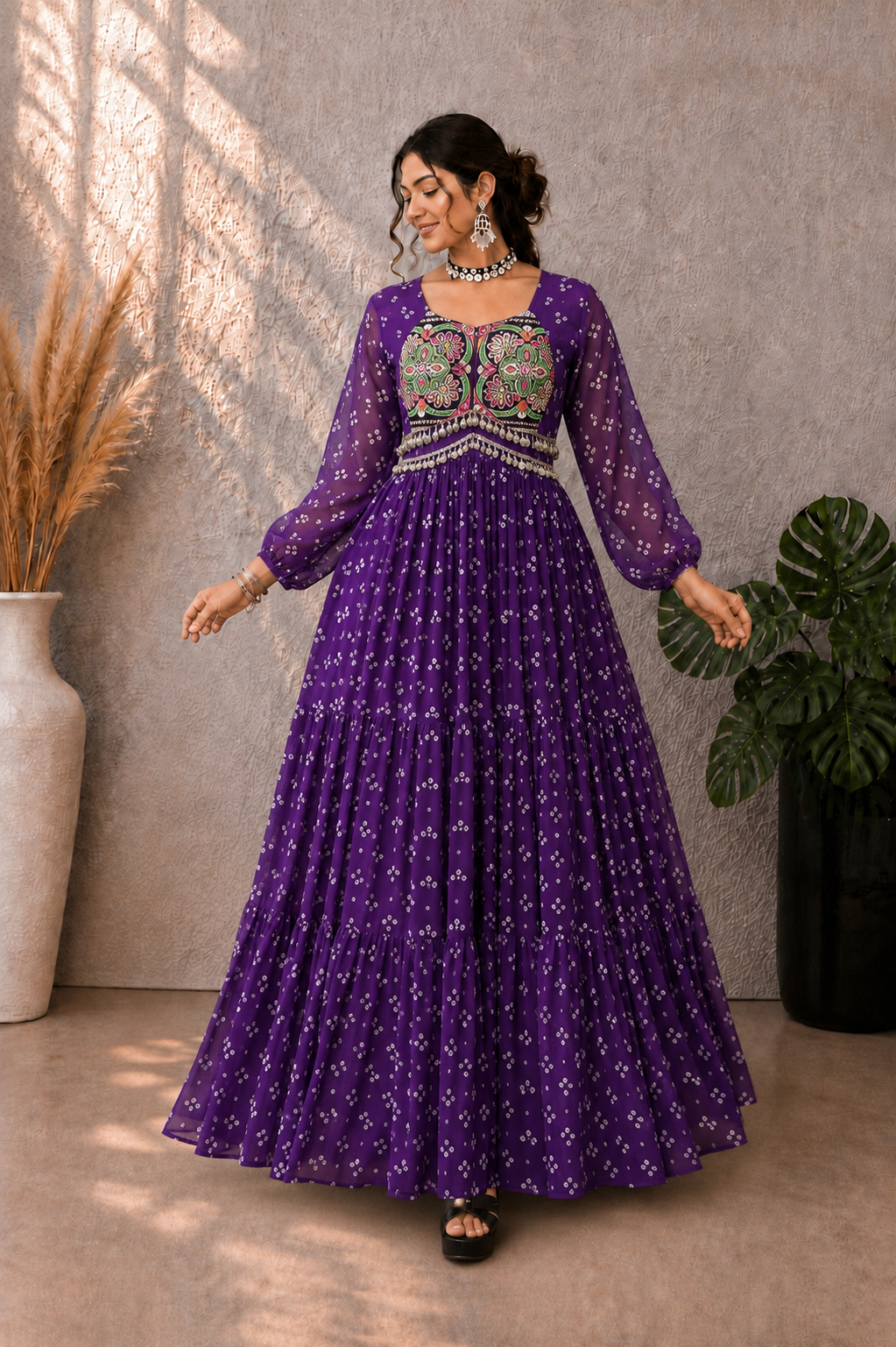 Bandhani Print Gown