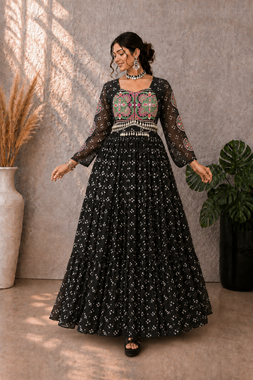 Bandhani Print Gown