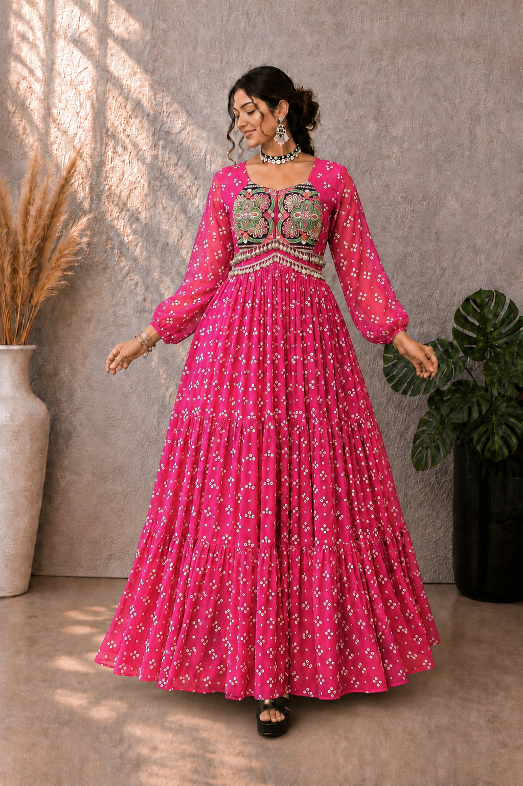 Bandhani Print Gown