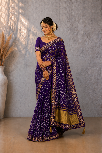 Gharchola Hand Work Gajji silk Saree