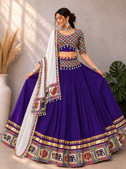 Traditional Gamthi Mirror Work Lehenga Choli