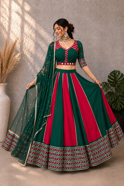 Cotton Navratri Special Mirror Work Chaniya Choli