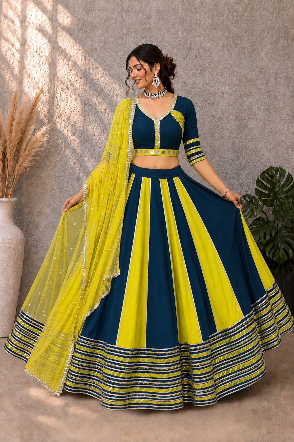Cotton Navratri Special Mirror Work Chaniya Choli