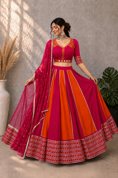 Cotton Navratri Special Mirror Work Chaniya Choli