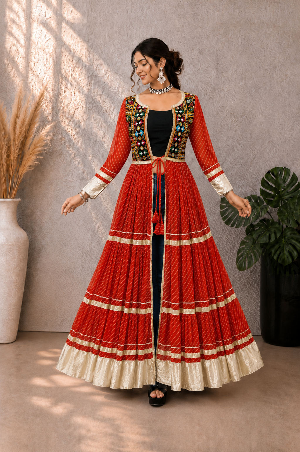 Garba Queen Designer Long Shrug Set