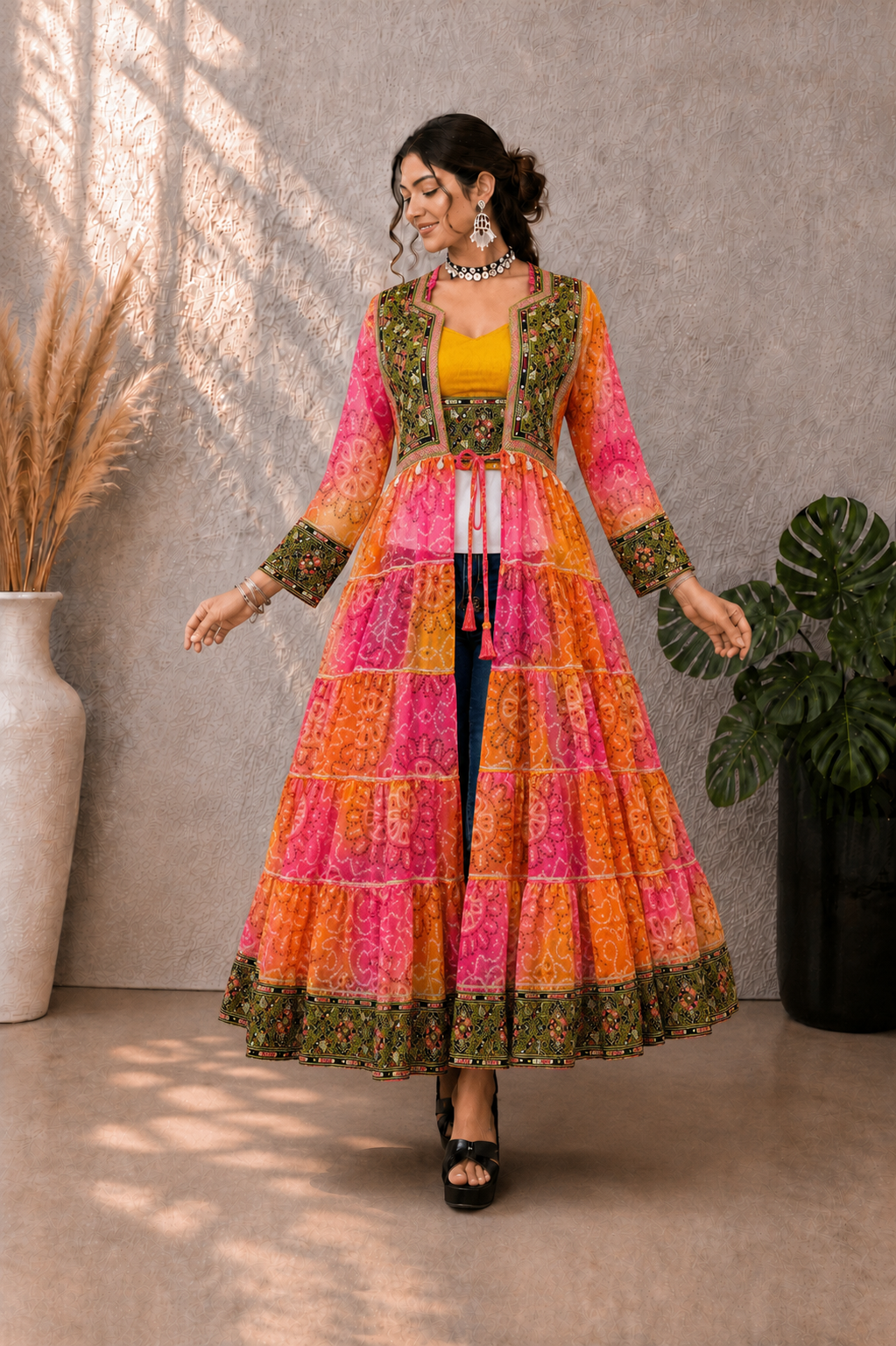 Garba Queen Designer Long Shrug Set
