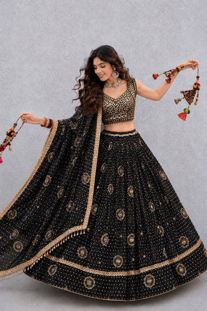 Bandhani with Hand Mirror Work Navratri Choli