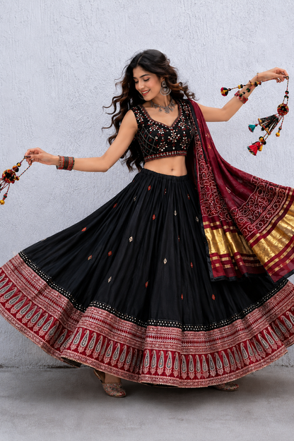 Navratri Special Mirror Work Lehenga