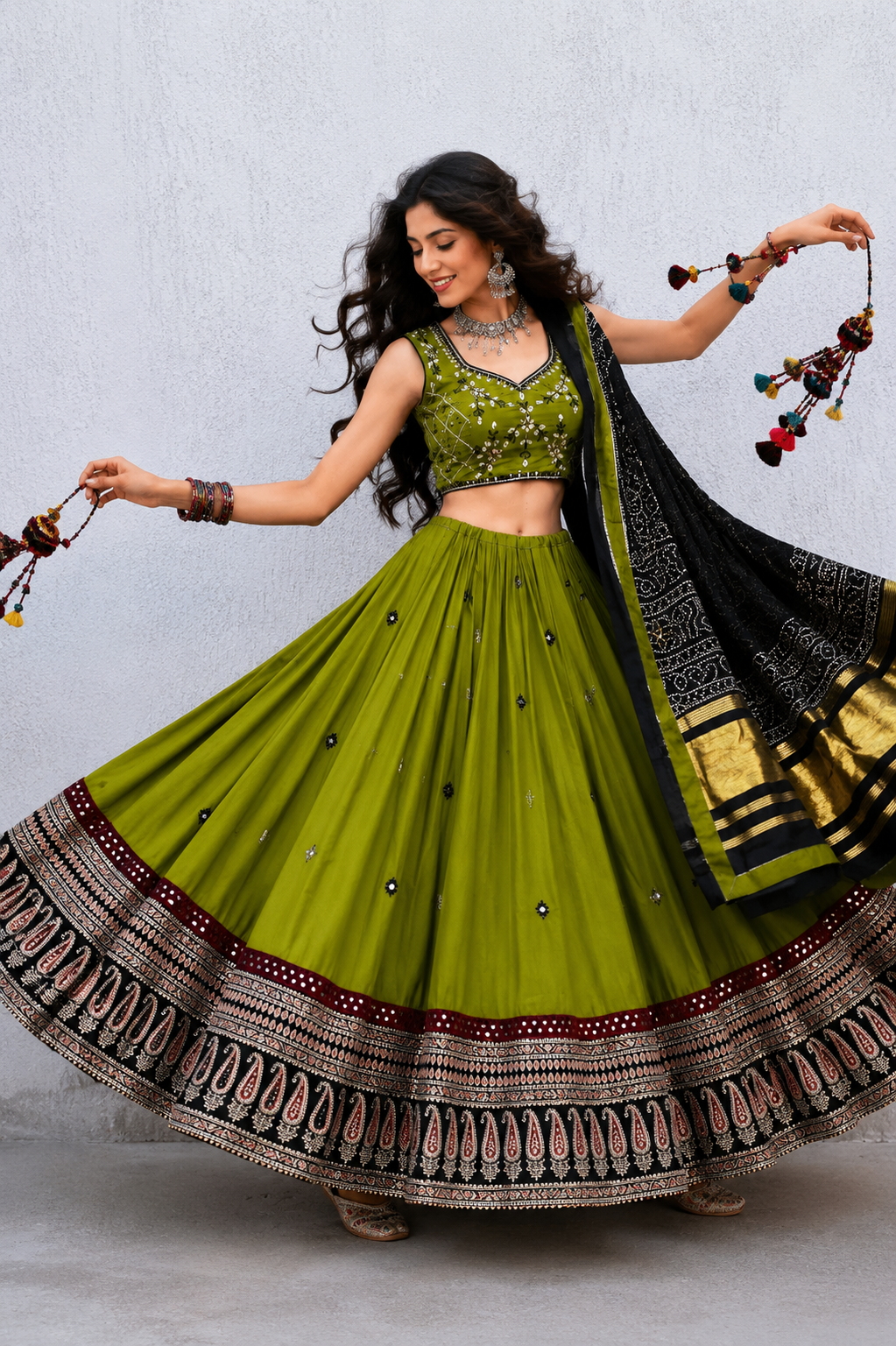 Navratri Special Mirror Work Lehenga