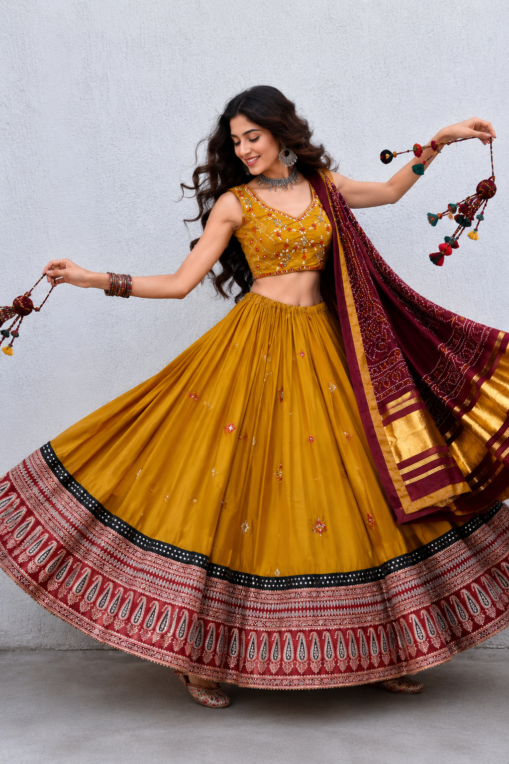 Navratri Special Mirror Work Lehenga