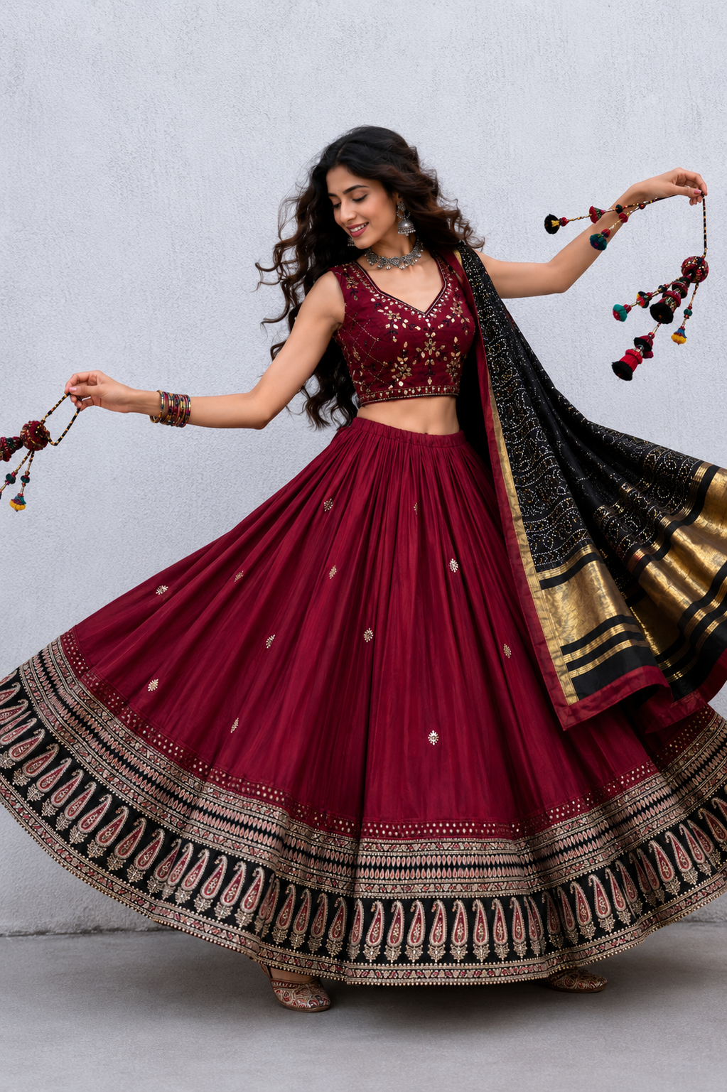 Navratri Special Mirror Work Lehenga