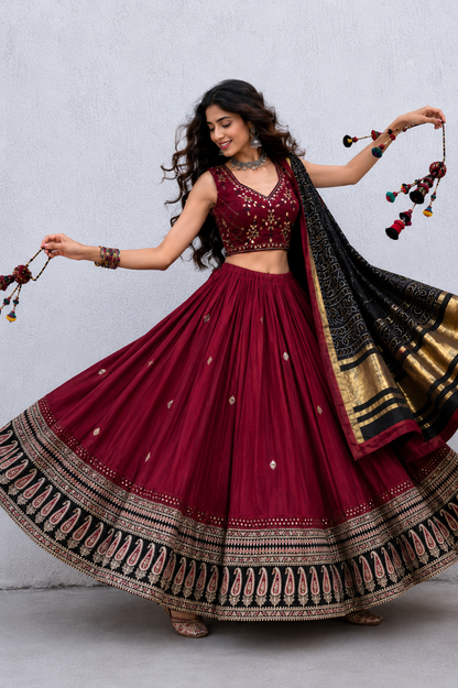 Navratri Special Mirror Work Lehenga