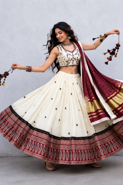 Navratri Special Mirror Work Lehenga