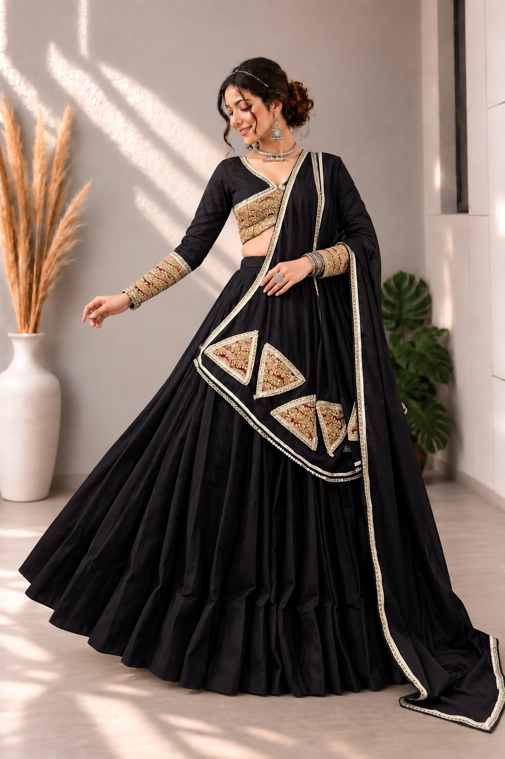 Noir Royal – Black & Gold Designer Lehenga Choli