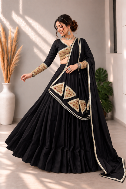 Noir Royal – Black & Gold Designer Lehenga Choli