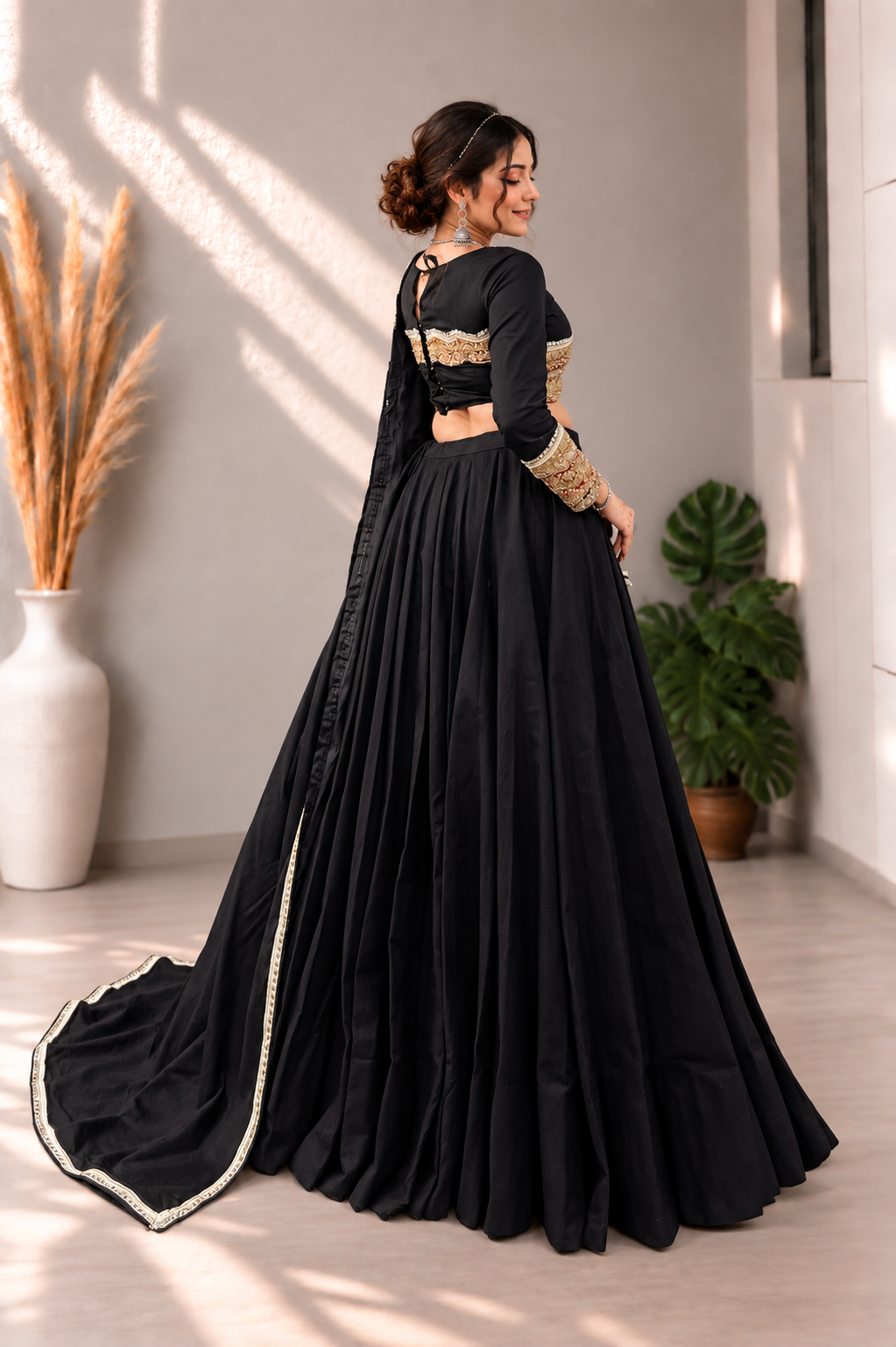 Noir Royal – Black & Gold Designer Lehenga Choli