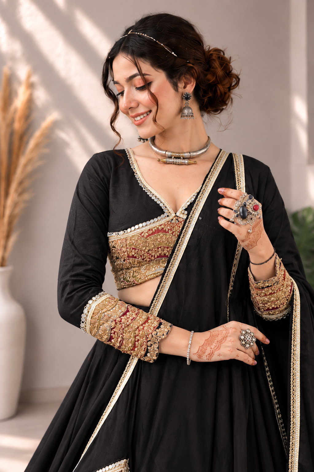 Noir Royal – Black & Gold Designer Lehenga Choli