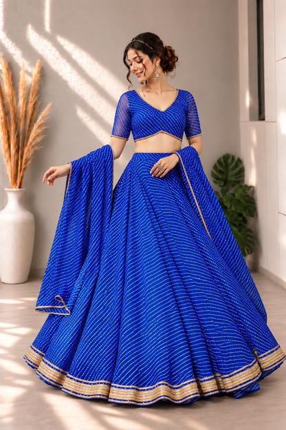 Royal Blue Bandhani Elegance Lehenga Choli