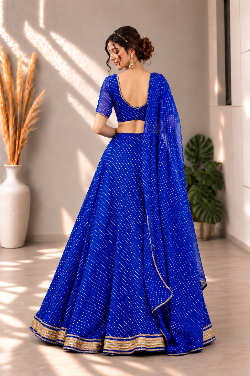 Royal Blue Bandhani Elegance Lehenga Choli