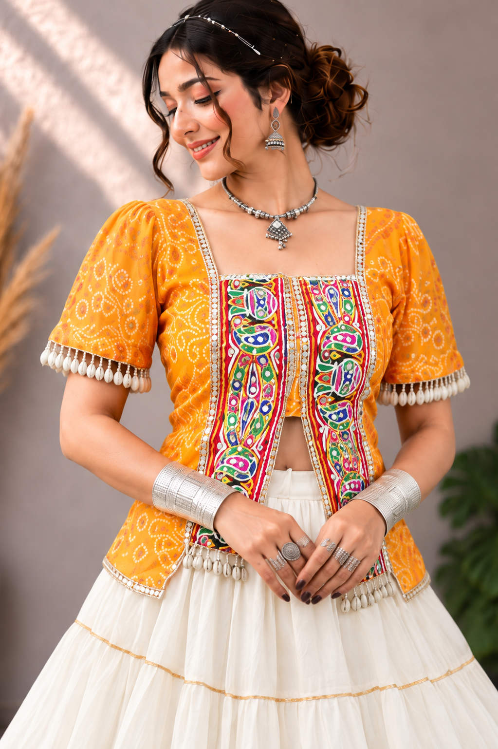 Aaradhya Ivory Mirror Work Lehenga Choli