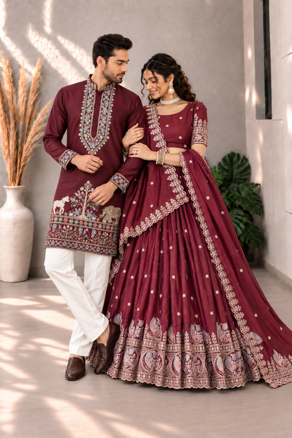 Classic Maroon Couple