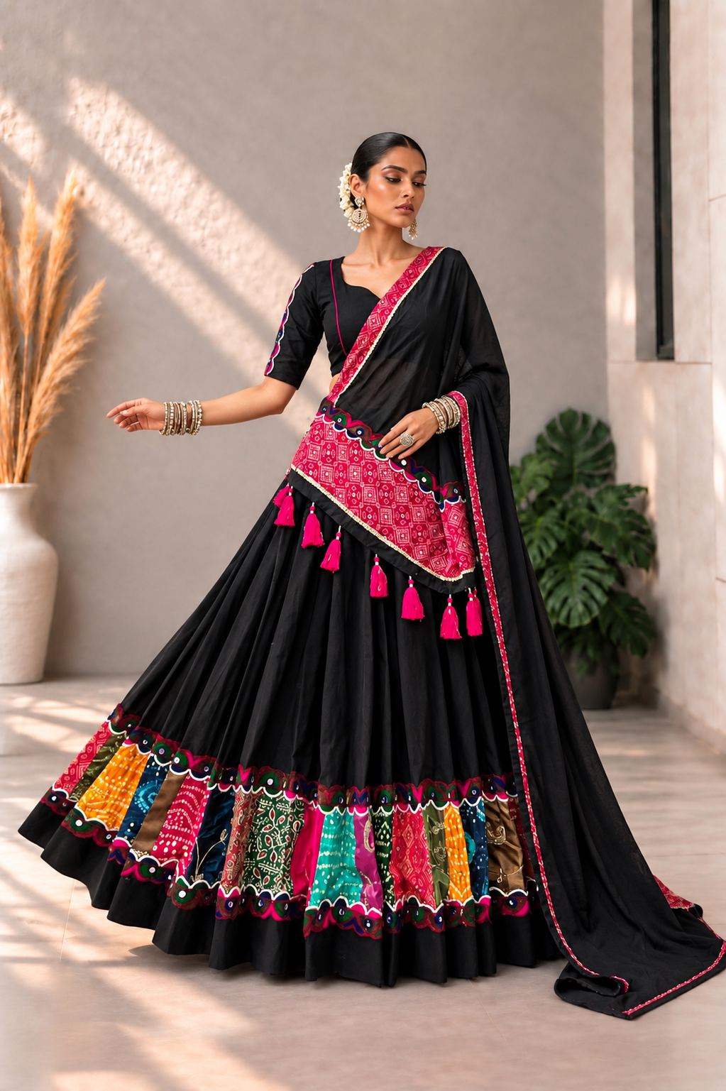 Midnight Mirror Magic Lehenga