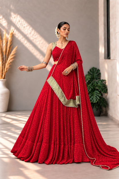 Navratri Royal Crimson Lehenga