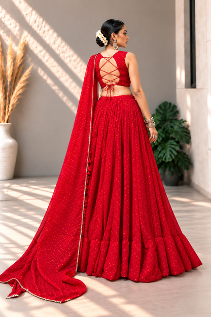 Navratri Royal Crimson Lehenga