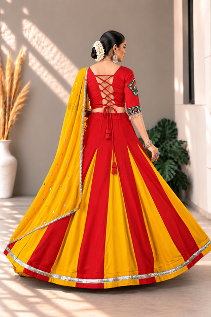 Rangilo Raas – Royal Red & Mustard Navratri Lehenga
