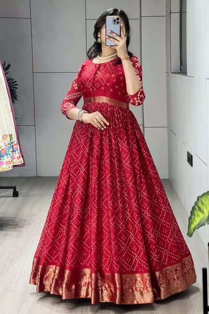Timeless Tradition- Bandhani Silk Gowns
