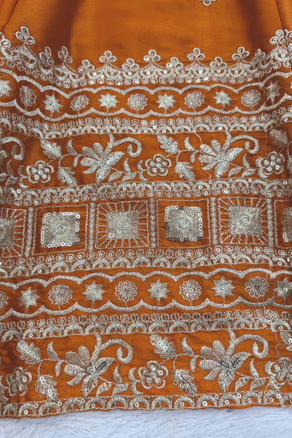 Japan Satin Silk Embroiderd Lehenga