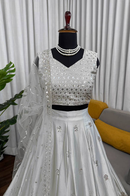 Elegant Silver Grey Designer Lehenga Choli Set