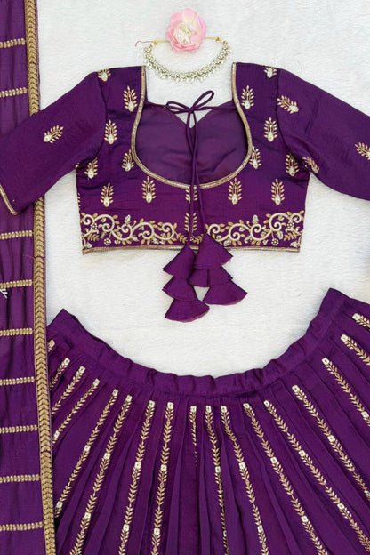 Designer Purple Embroidered Lehenga Choli
