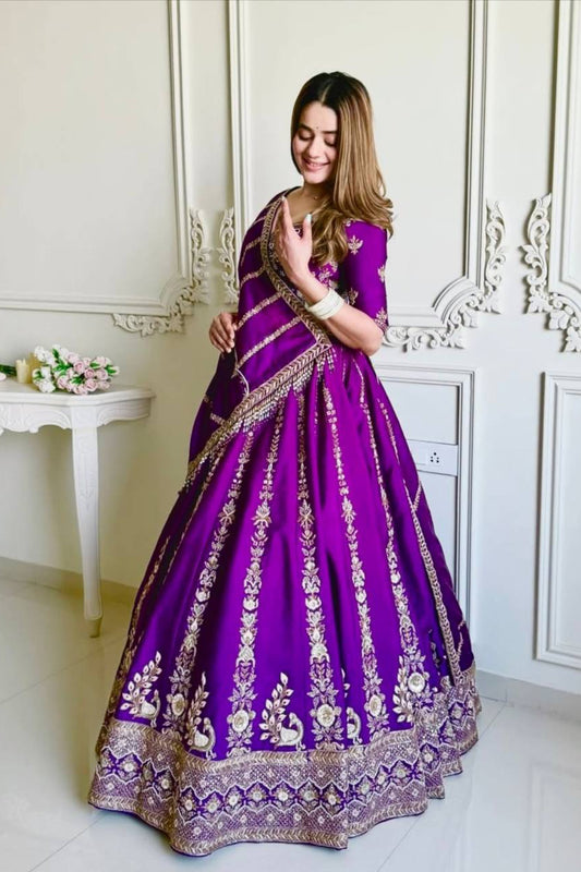 Designer Purple Embroidered Lehenga Choli