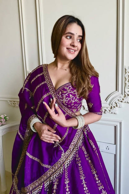 Designer Purple Embroidered Lehenga Choli