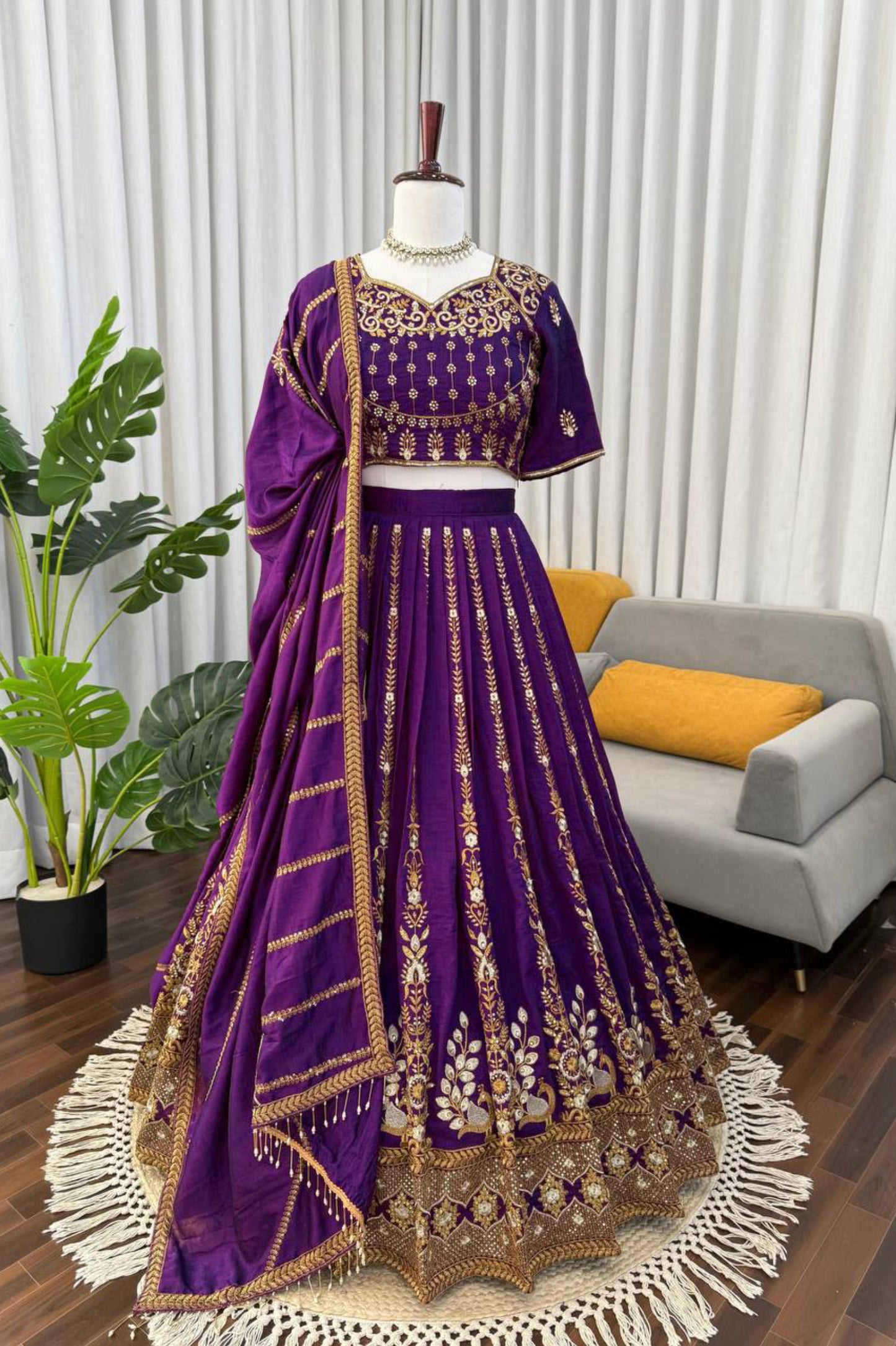 Designer Purple Embroidered Lehenga Choli