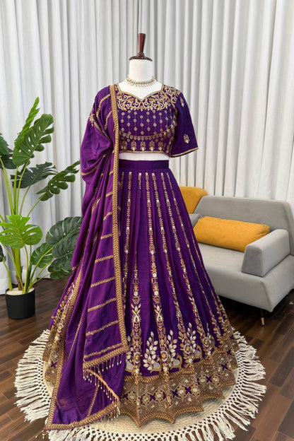 Designer Purple Embroidered Lehenga Choli