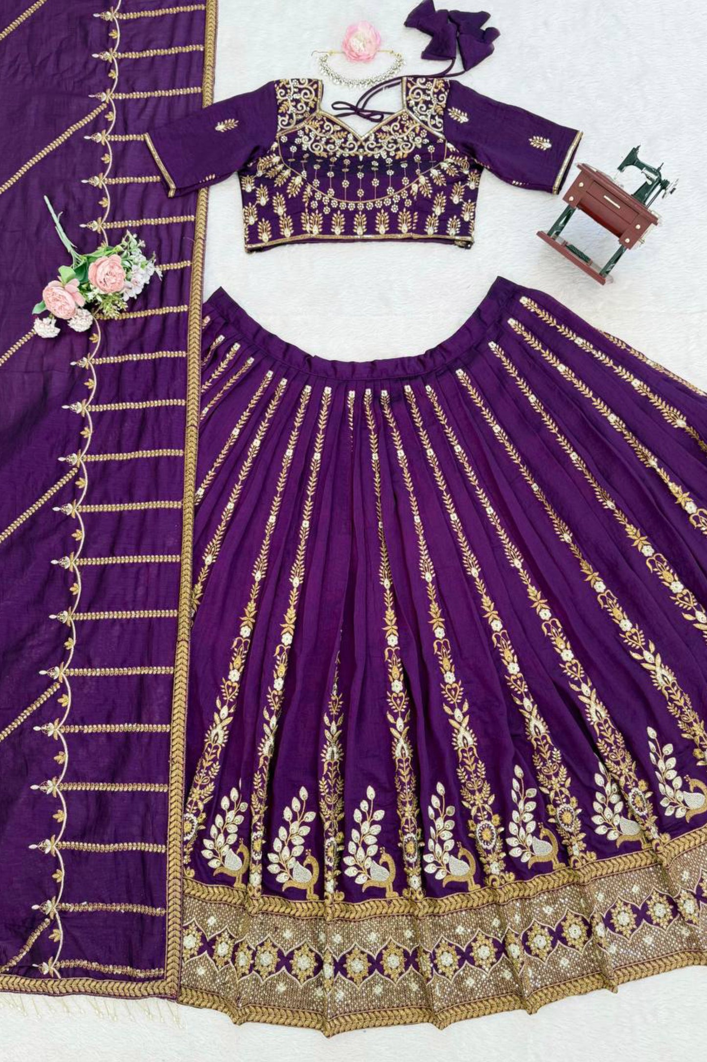 Designer Purple Embroidered Lehenga Choli
