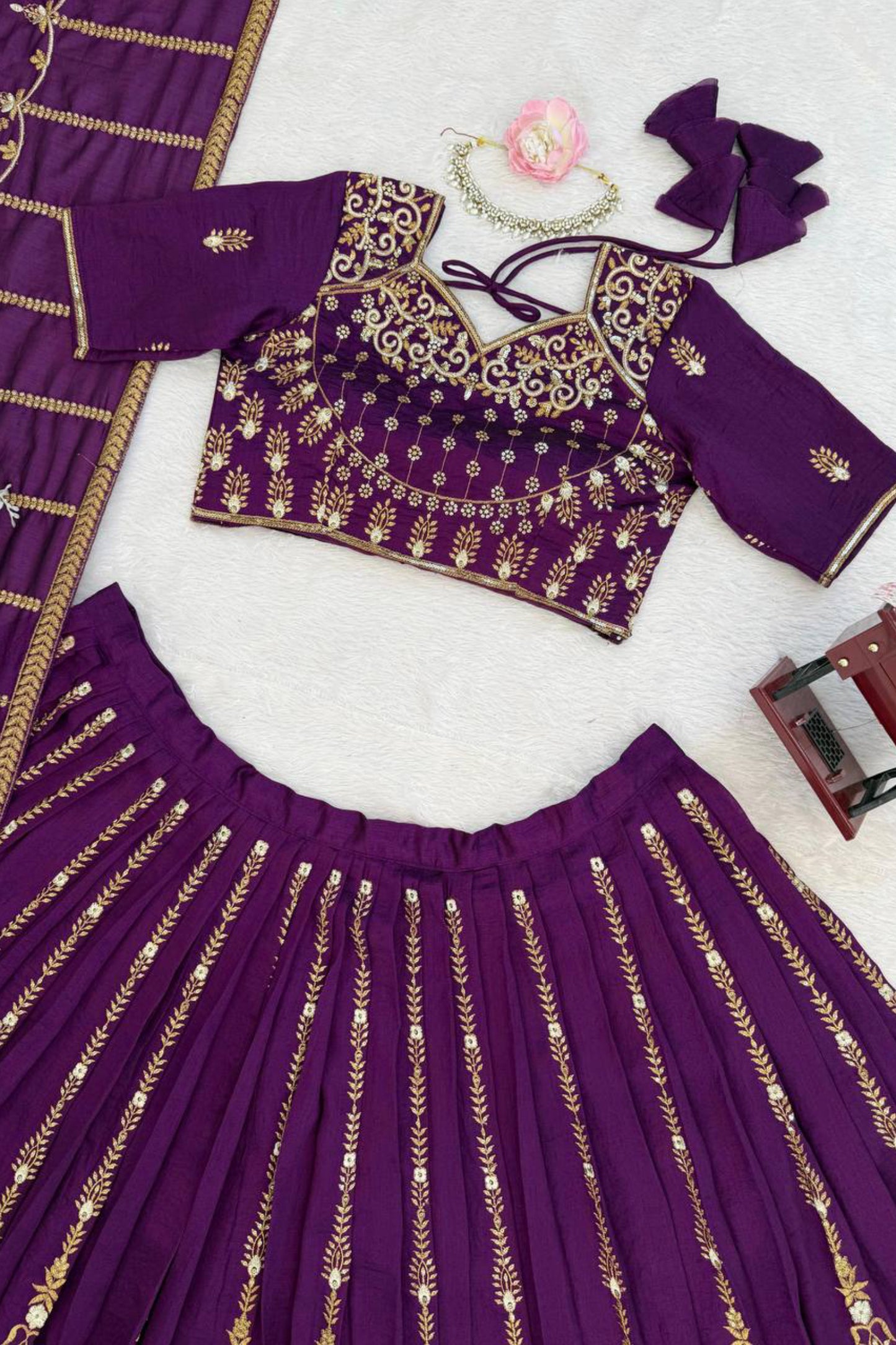 Designer Purple Embroidered Lehenga Choli
