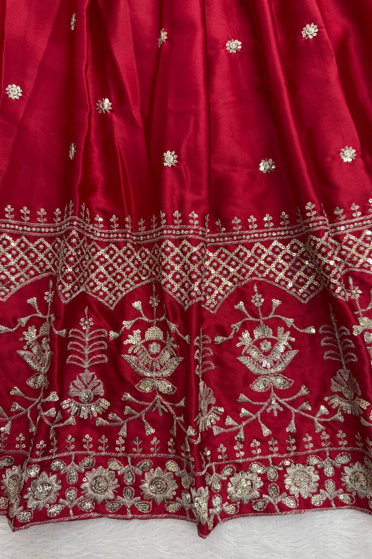 Japan Satin Red Lehenga
