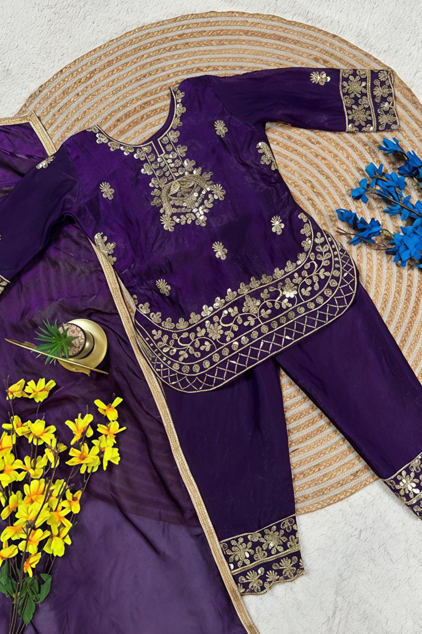 Elegant Top Plazzo & Dupatta Set