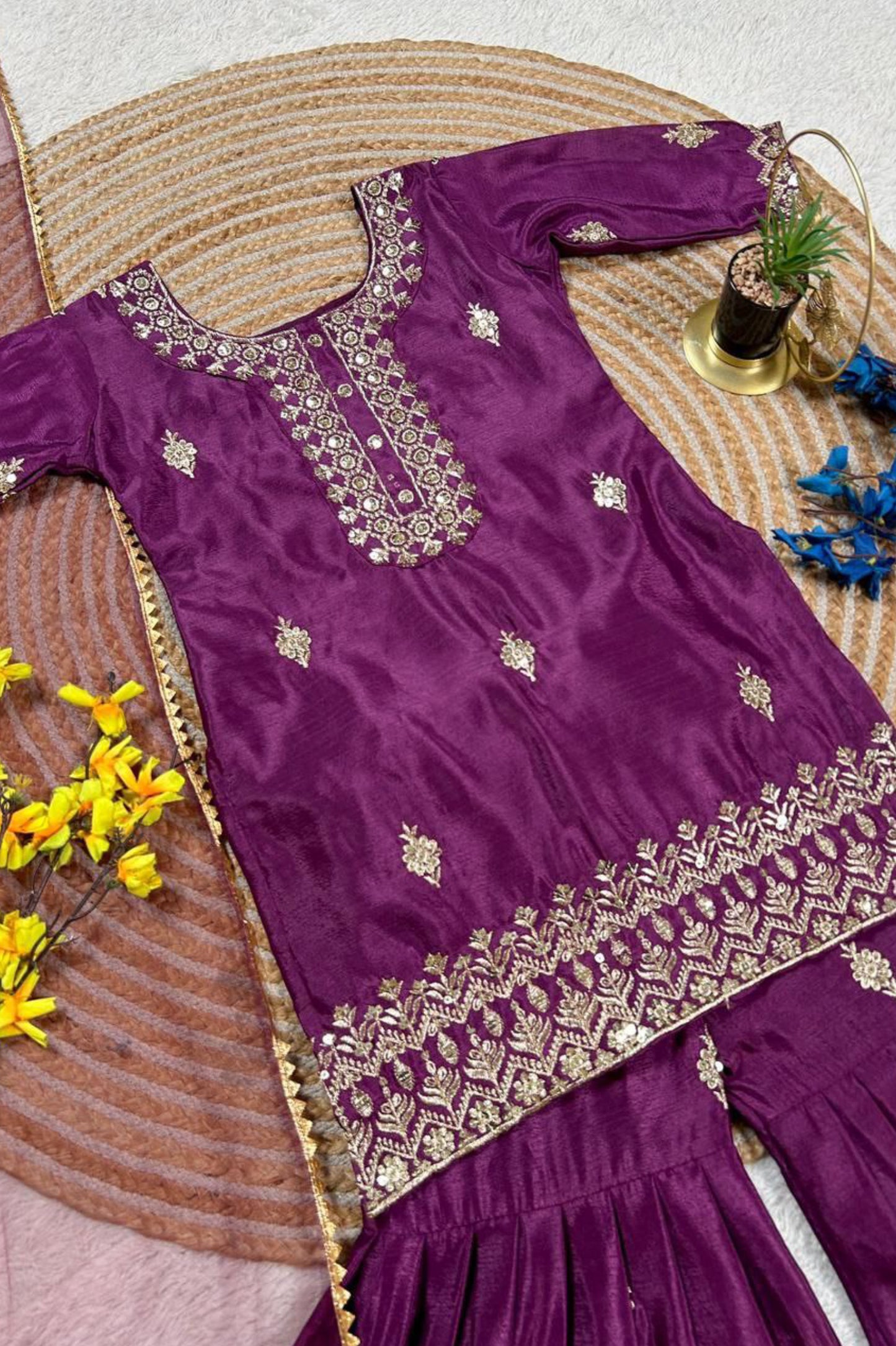 Elegant Top Plazzo & Dupatta Set