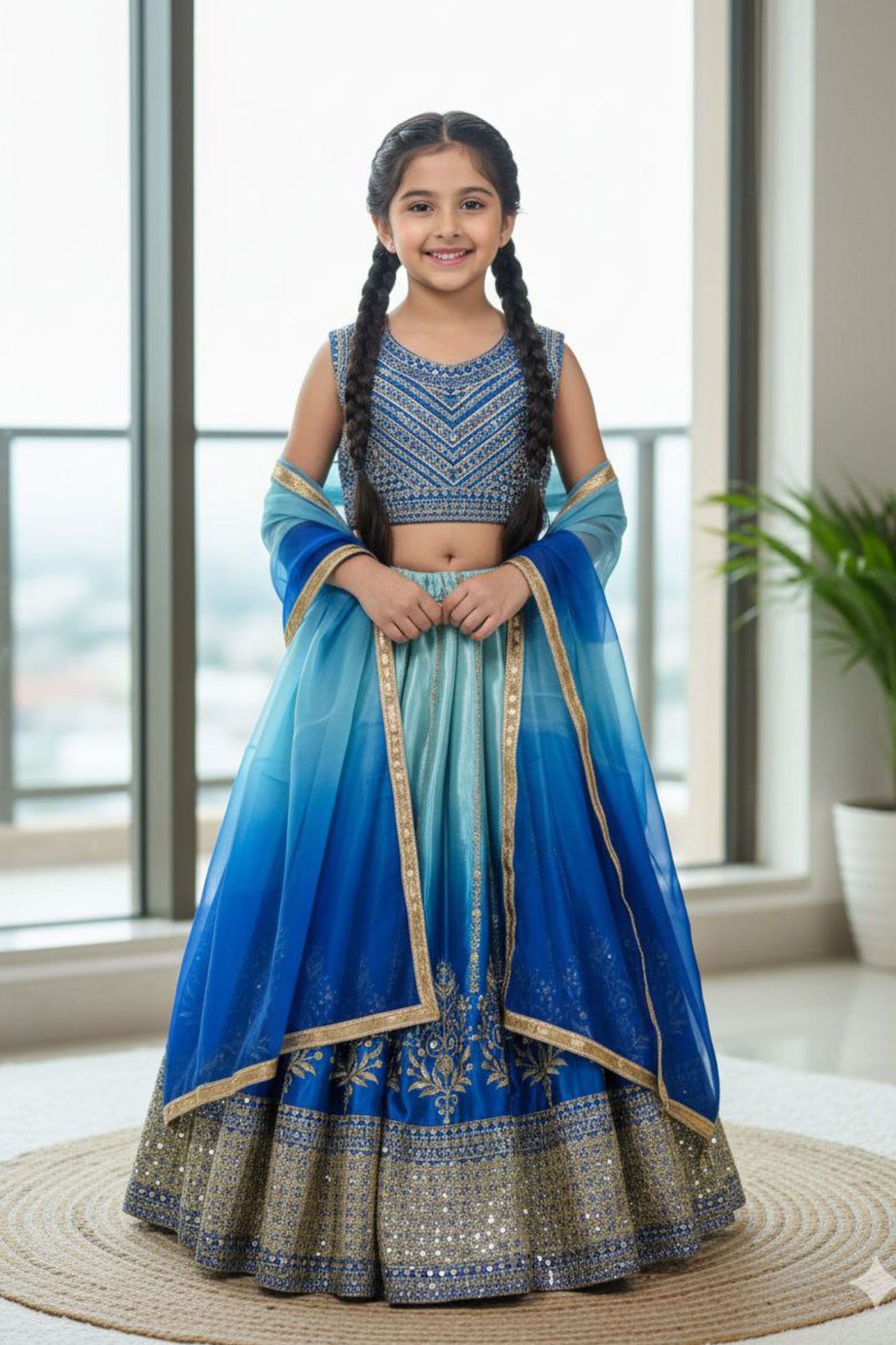 Soft Chinon Silk Kids Lehenga