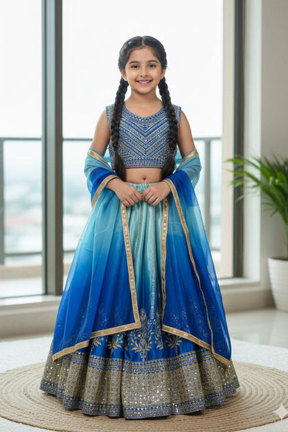 Soft Chinon Silk Kids Lehenga