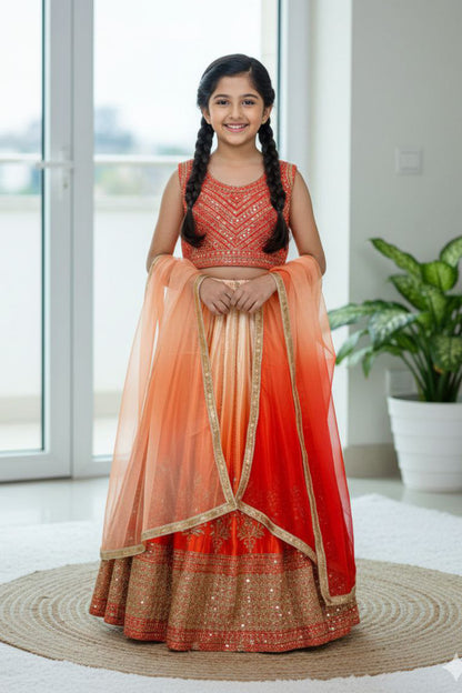 Soft Chinon Silk Kids Lehenga