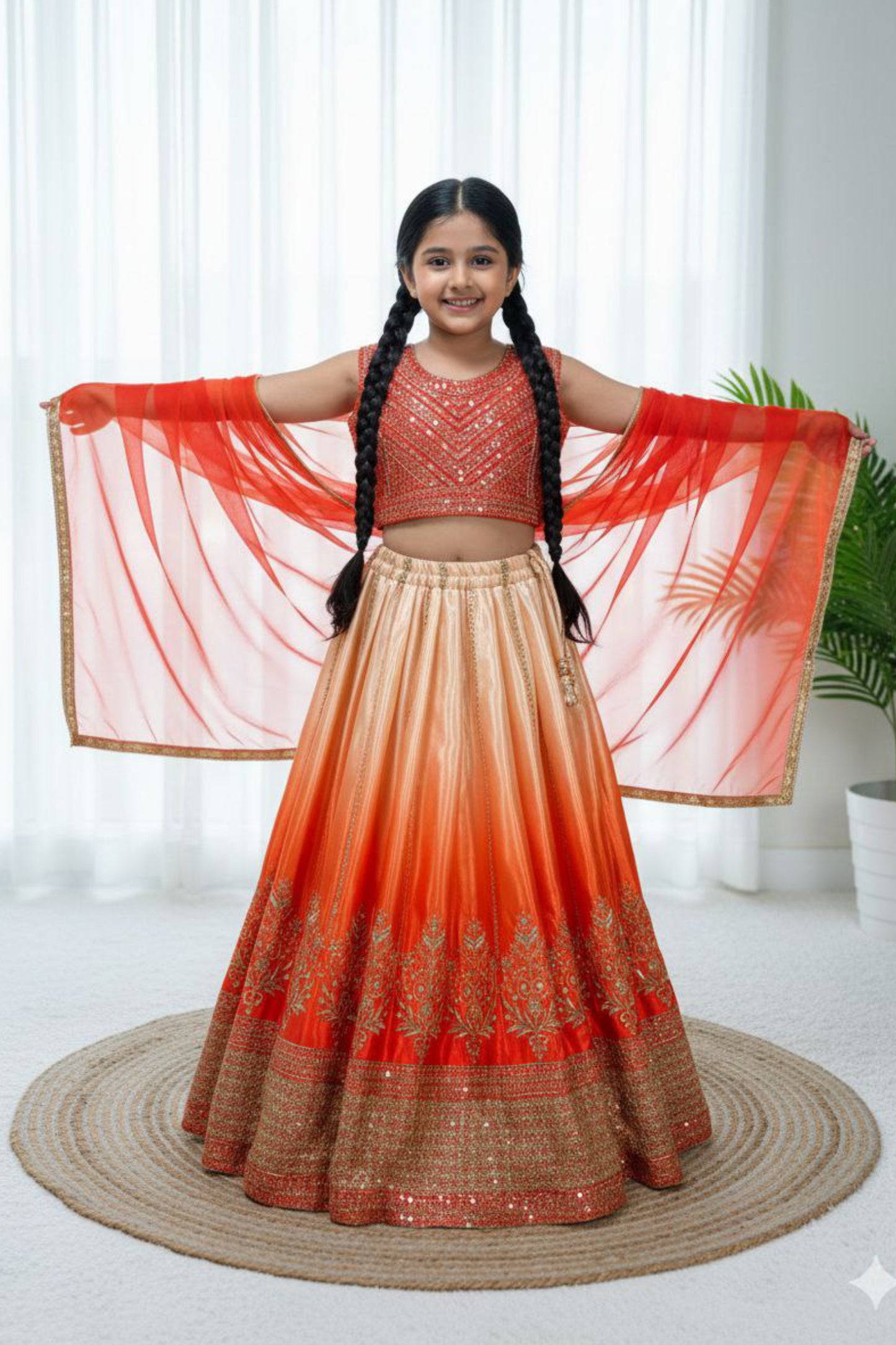Soft Chinon Silk Kids Lehenga