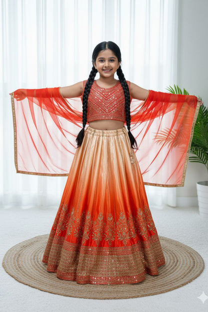 Soft Chinon Silk Kids Lehenga