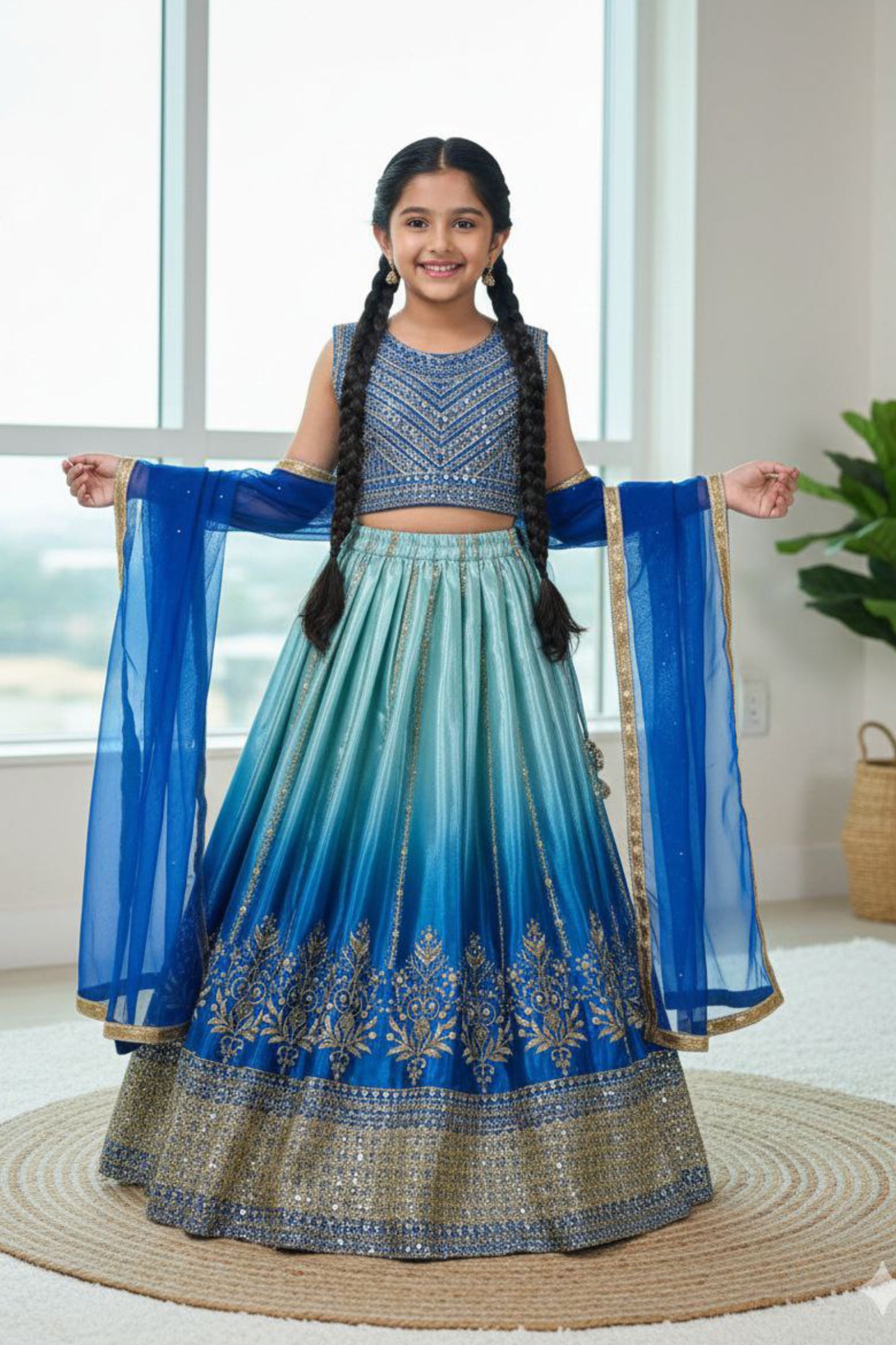 Soft Chinon Silk Kids Lehenga