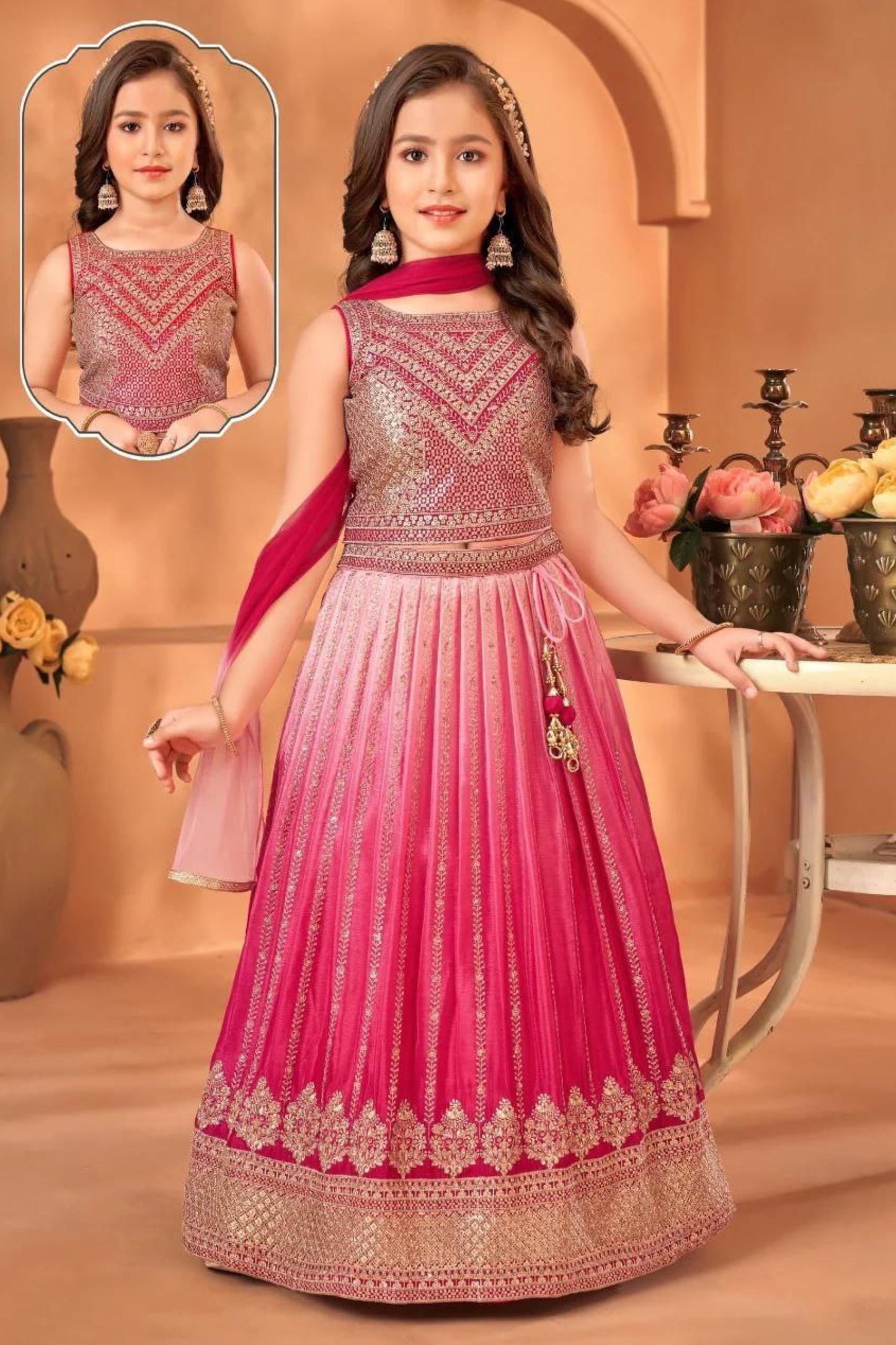Soft Chinon Silk Kids Lehenga